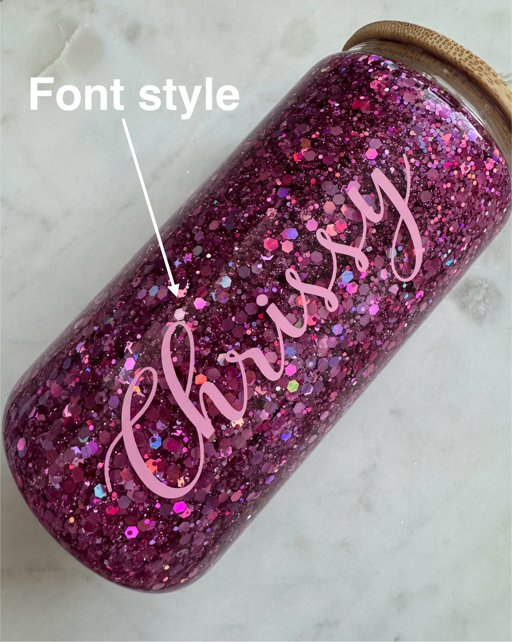 16oz red Glitter Glass Cup