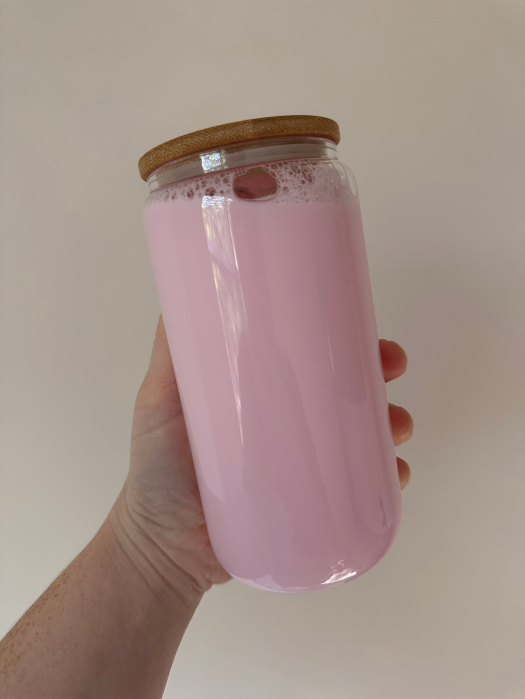 16oz Strawberry Milk Glass Cup